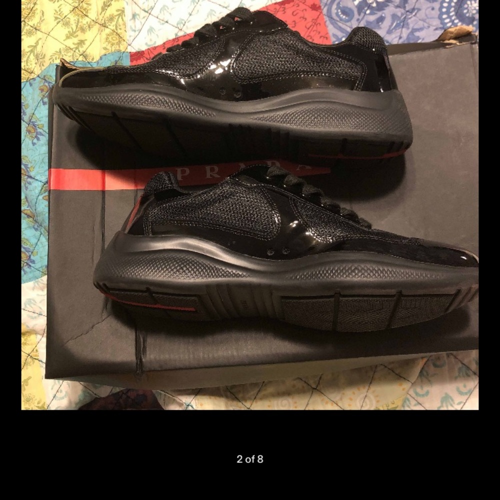 Black patent leather Prada sneakers